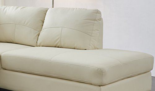 Boston Cream Ivory Leather Corner Sofa with USB