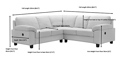High-Quality Dark Gray Leather Corner Sofa with USB