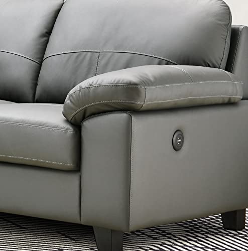 High-Quality Dark Gray Leather Corner Sofa with USB
