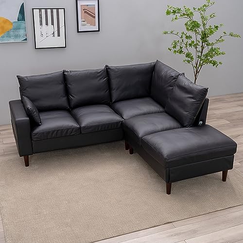 Modern 5-Seater L-Shaped Faux Leather Sectional Sofa