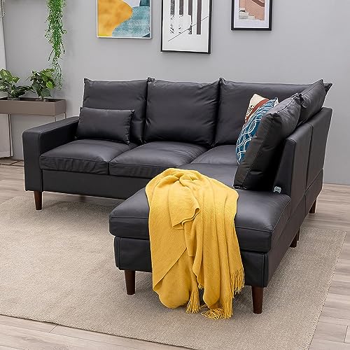 Modern 5-Seater L-Shaped Faux Leather Sectional Sofa