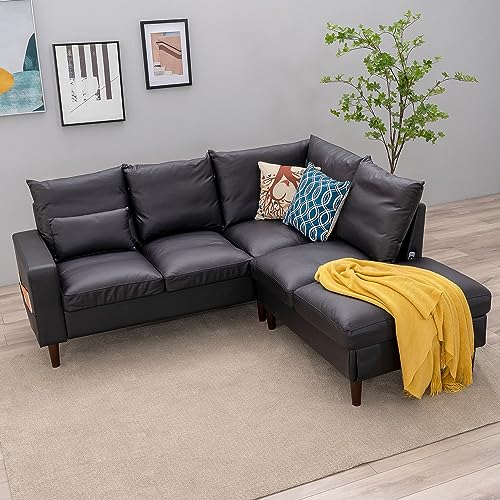 Modern 5-Seater L-Shaped Faux Leather Sectional Sofa