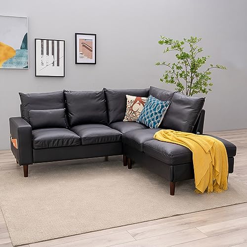 Modern 5-Seater L-Shaped Faux Leather Sectional Sofa