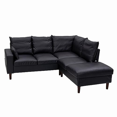 Modern 5-Seater L-Shaped Faux Leather Sectional Sofa