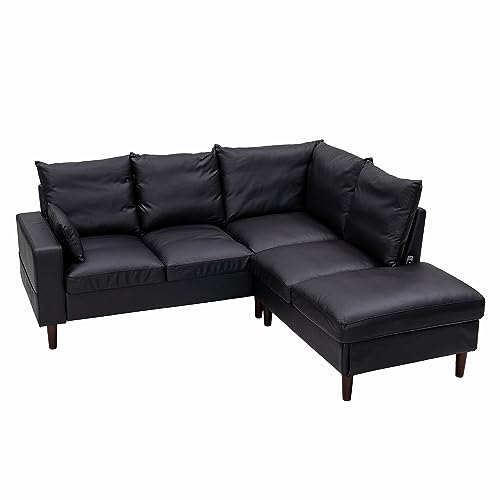 Modern 5-Seater L-Shaped Faux Leather Sectional Sofa