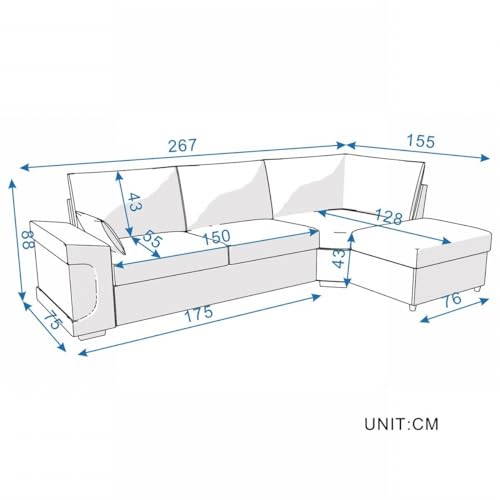 Light Gray Corner Sofa with USB Port