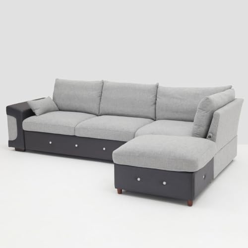 Light Gray Corner Sofa with USB Port