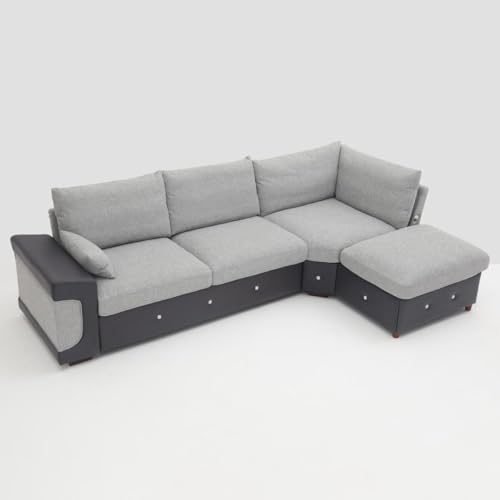Light Gray Corner Sofa with USB Port