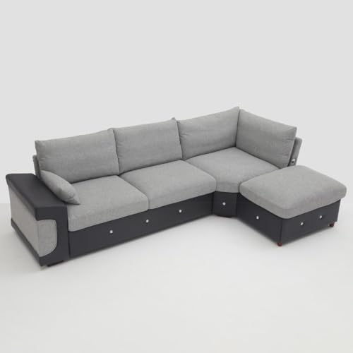 Light Gray Corner Sofa with USB Port