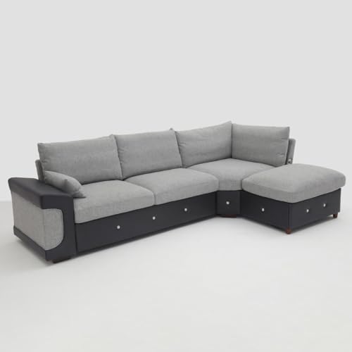 Light Gray Corner Sofa with USB Port