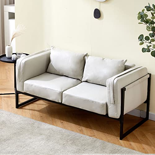LEMROE Faux Leather Sectional Sofa Set for Living Room