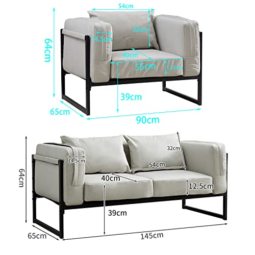 LEMROE Faux Leather Sectional Sofa Set for Living Room