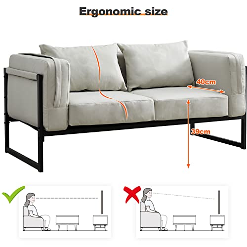 LEMROE Faux Leather Sectional Sofa Set for Living Room