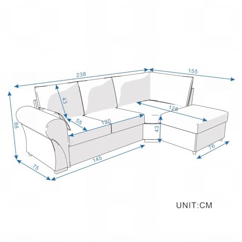 Dark Grey L-Shaped Corner Sofa with USB Port