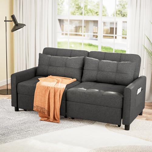 Convertible 3-in-1 Sleeper Sofa Bed, Dark Gray