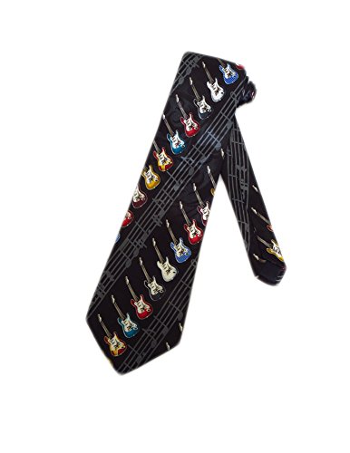 Steven Harris Black Electric Guitars Men's Necktie