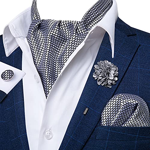 DiBanGu 4-Piece Jacquard Ascot Set for Men