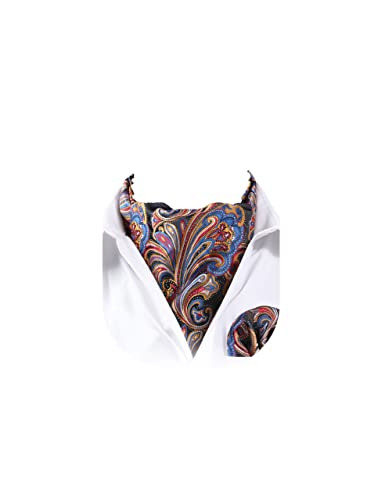 Brown Paisley Ascot Set with Matching Pocket Square