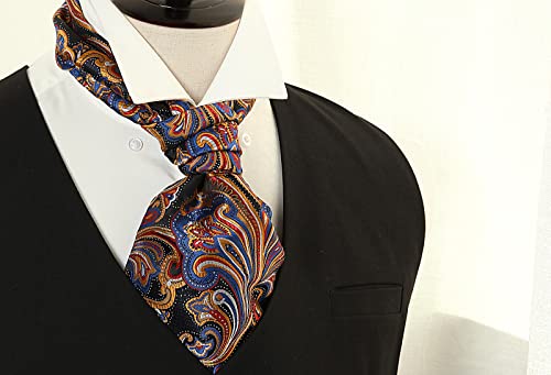 Brown Paisley Ascot Set with Matching Pocket Square