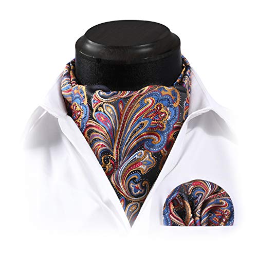 Brown Paisley Ascot Set with Matching Pocket Square