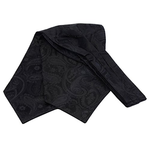 GUSLESON Men's Black Paisley Jacquard Self-Tie Ascot