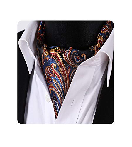 Brown Paisley Ascot Set with Matching Pocket Square