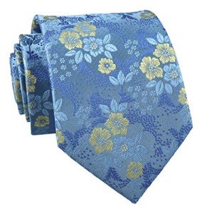 Sky Blue Floral Silk Necktie for Men