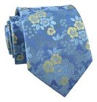Sky Blue Floral Silk Necktie for Men