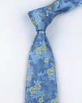 Sky Blue Floral Silk Necktie for Men