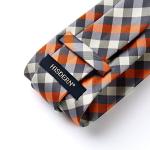 Men's Orange Grey Plaid Tie and Pocket Square Set