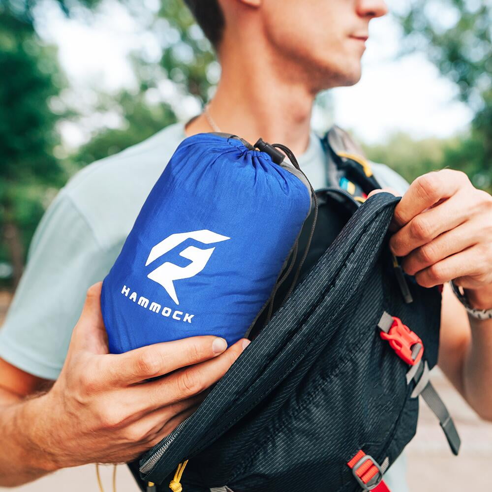 QUANFENG QF Portable Nylon Camping Hammock, Blue/Gray