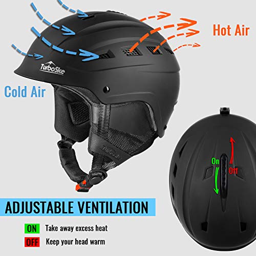 Black TurboSke Ski Helmet for Men, Women, and Youth