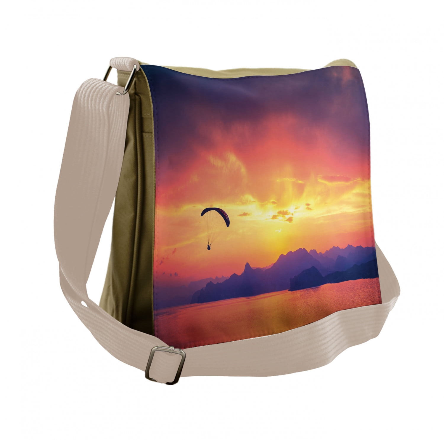 Paragliding at Sunset Messenger Bag by Ambesonne