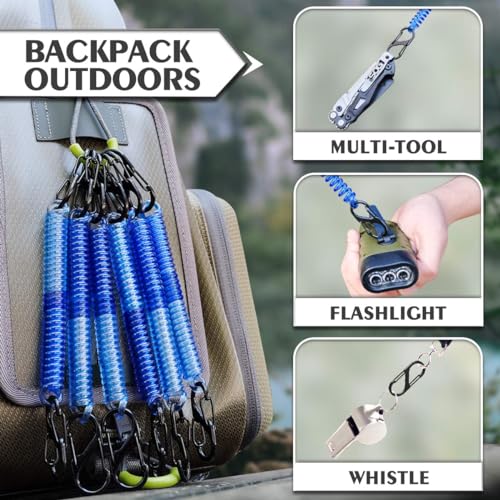 6pc Snail Trail Retractable Lanyard & 12pc Carabiner