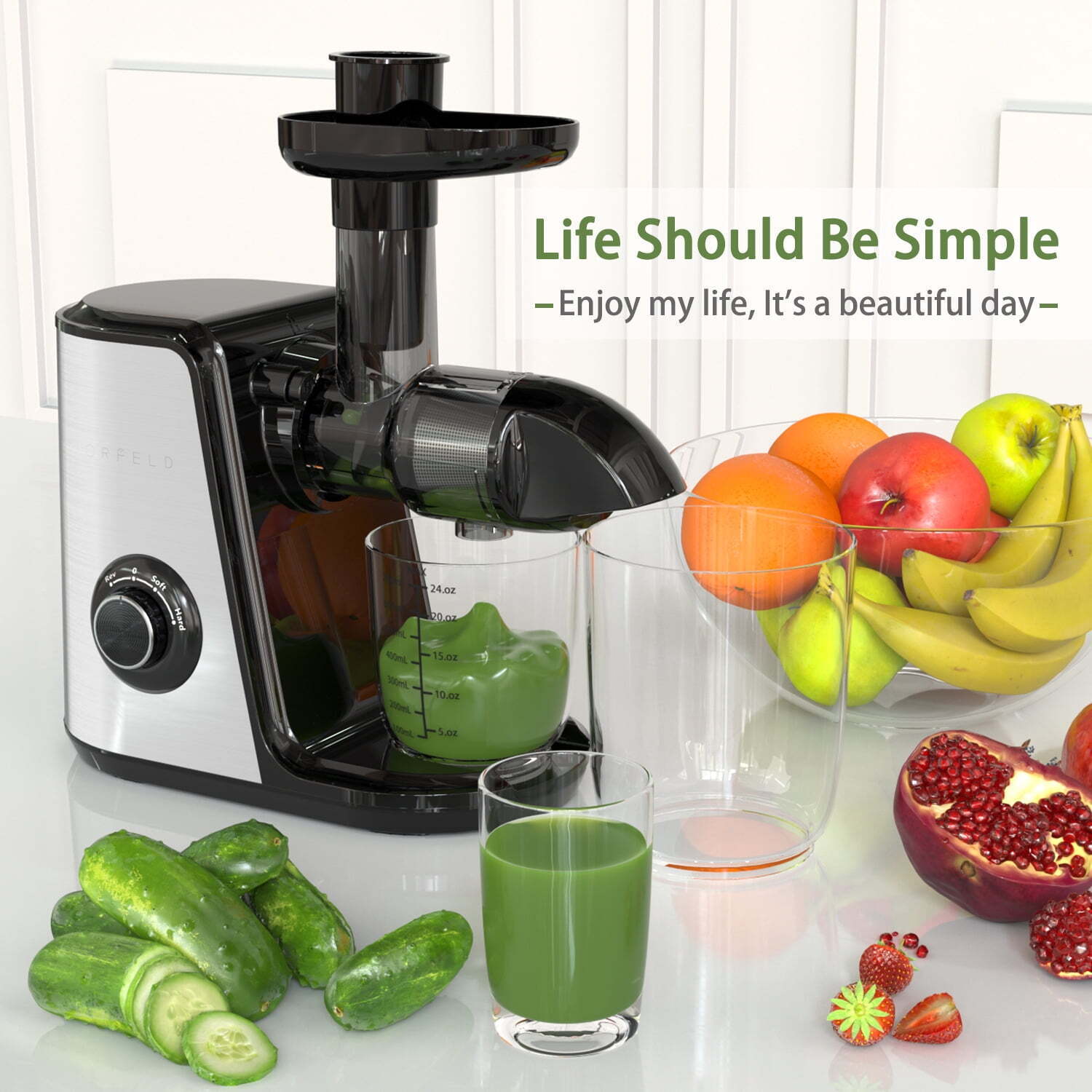 ORFELD Slow Masticating Juicer - Vegetable Fruit Extractor