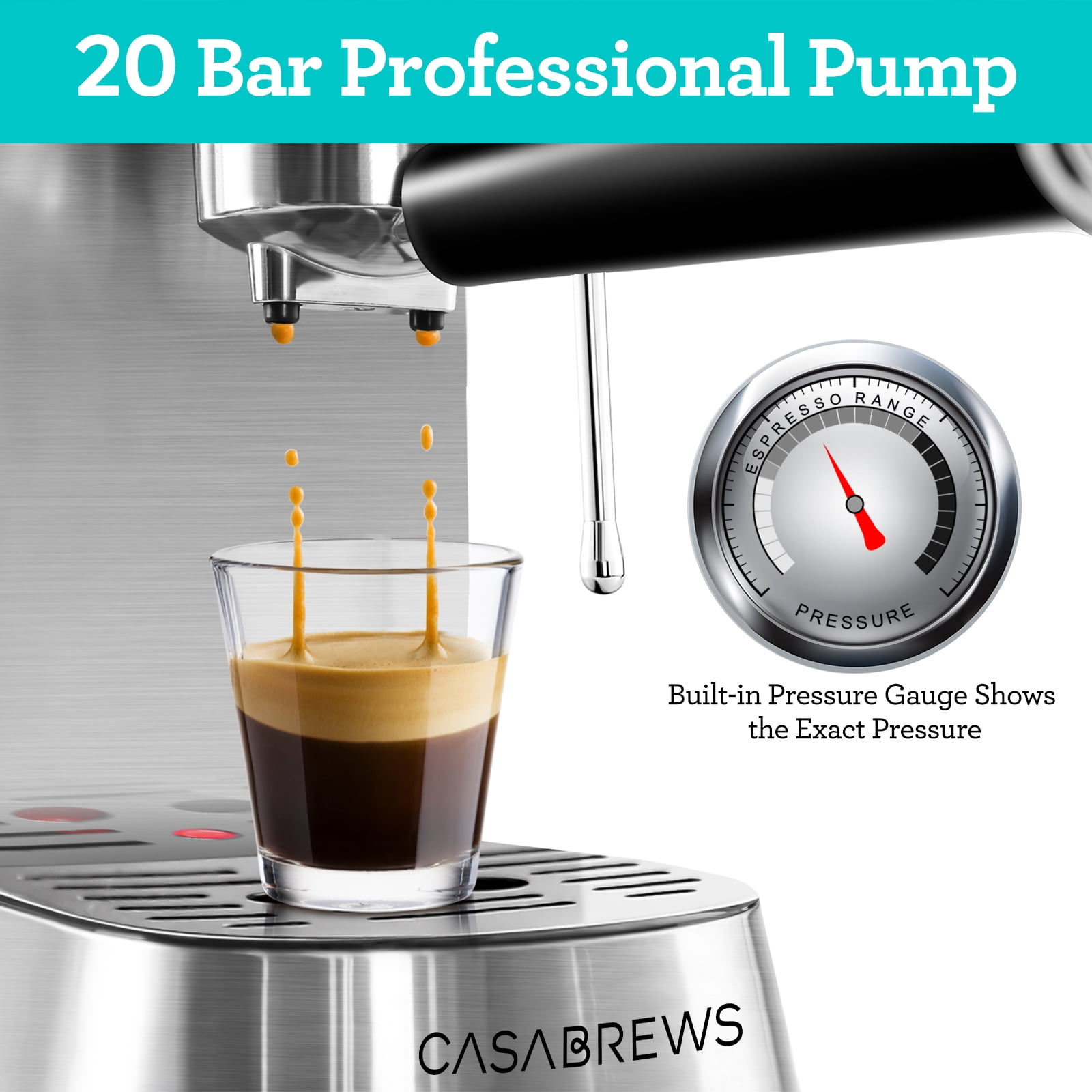 Stainless Steel Espresso Machine with Milk Frother