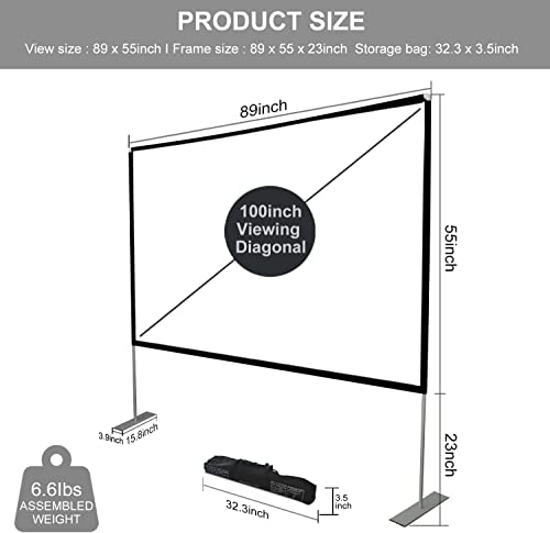 Outdoor Foldable Movie Projector Screen: 100 inch Portable
