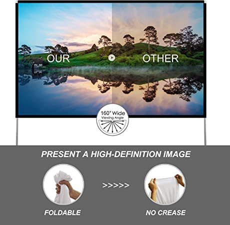 Outdoor Foldable Movie Projector Screen: 100 inch Portable