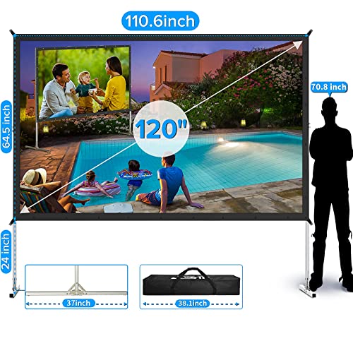 JWSIT 120" Outdoor Movie Screen - Portable and Upgraded
