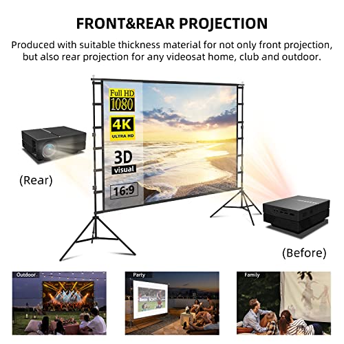 150" Outdoor Projector Screen with Stand - Wrinkle-Free