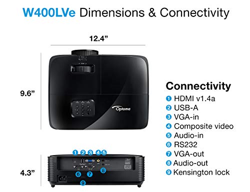 Optoma W400LVe WXGA Projector | 4000 Lumens | Built-In Speaker