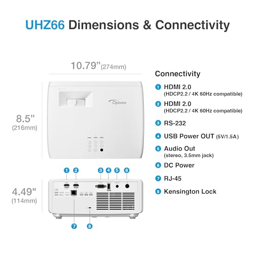 Optoma UHZ66 Compact 4K UHD Laser Projector