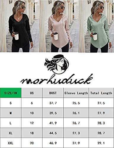 Morhuduck Women's V Neck Hoodie with Drawstring