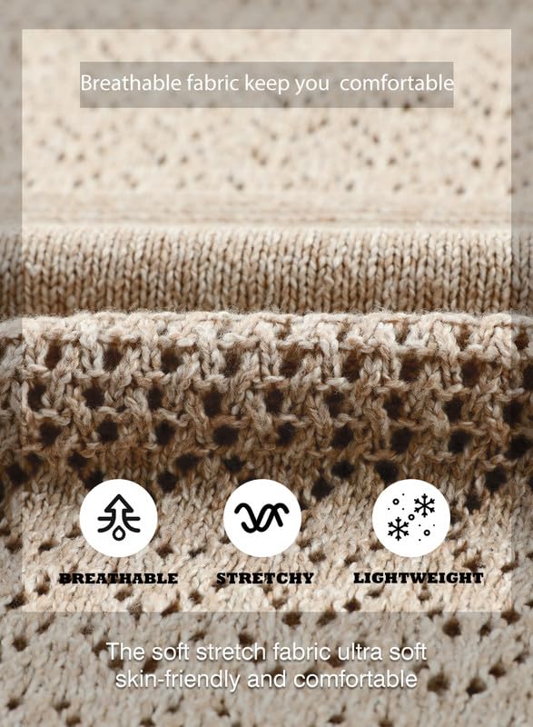 SHEWIN Spring Casual V Neck Sweater Brown Women