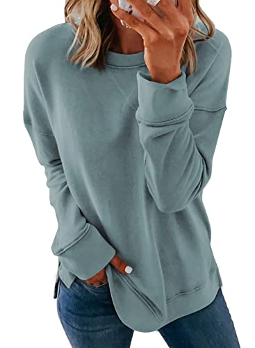 Dokotoo Women's Plus Size Crewneck Sweatshirt, Blue XXL