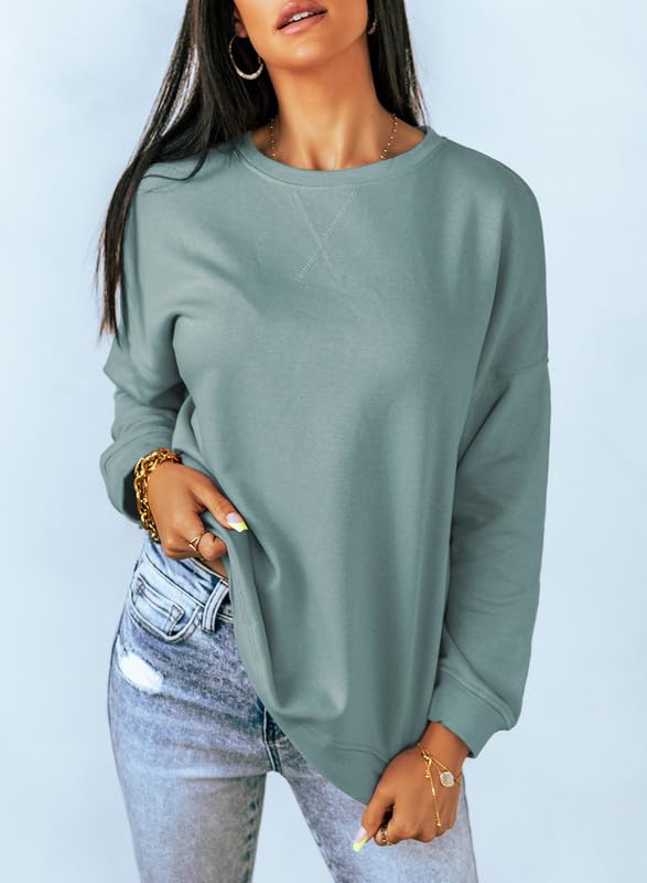 Dokotoo Women's Plus Size Crewneck Sweatshirt, Blue XXL