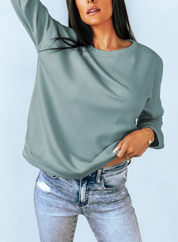 Dokotoo Women's Plus Size Crewneck Sweatshirt, Blue XXL