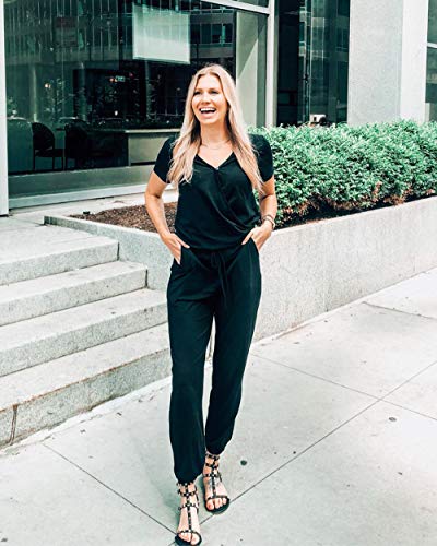 PRETTYGARDEN Women's Black V-Neck Jumpsuit Romper - XL