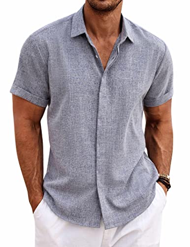 Men's Casual Button Down Linen Shirt Summer T-Shirt