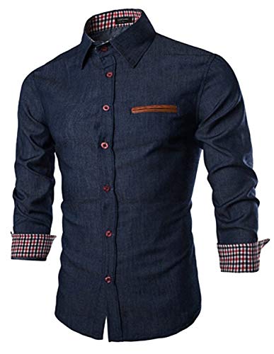 Coofandy Mens Casual Button Down Shirt, Ultramarine Blue